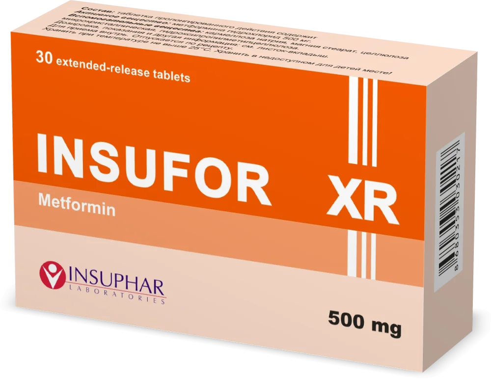 Insufor XR - Metformin 500mg - Extended-release tablets №30